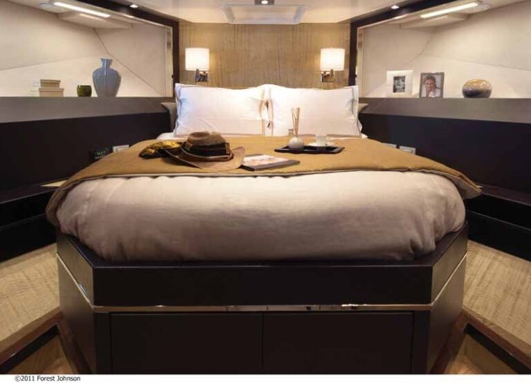 Luxurious cabins aboard Alpha 76 Express yacht by Cheoy Lee - Photo credit 2011 Forest Johnson