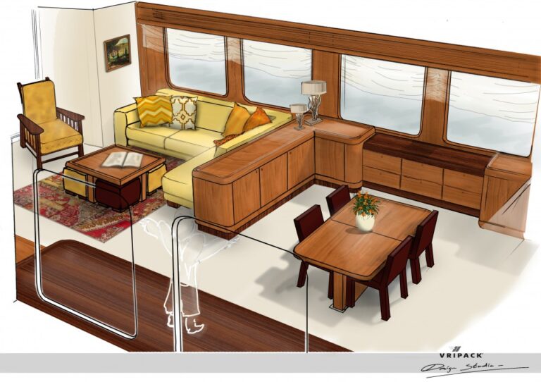 Luxury expedition yacht YN195 - Main salon