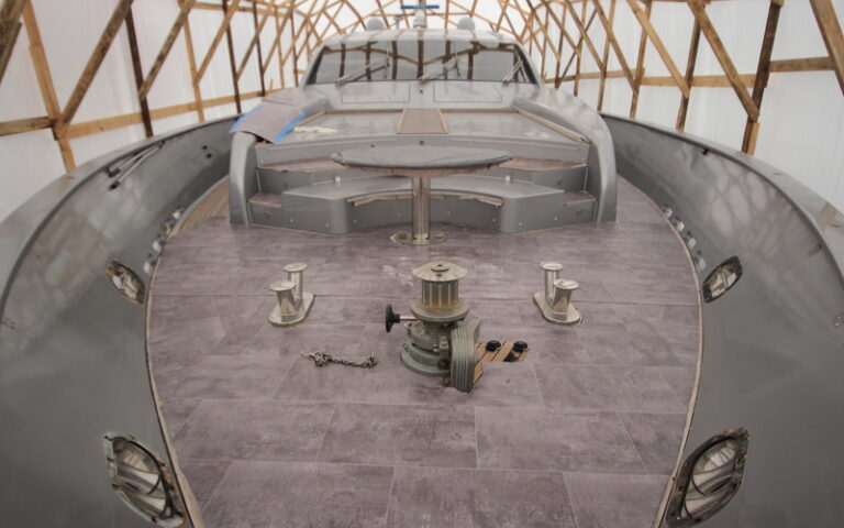 Luxury motor yacht Shenu under refit