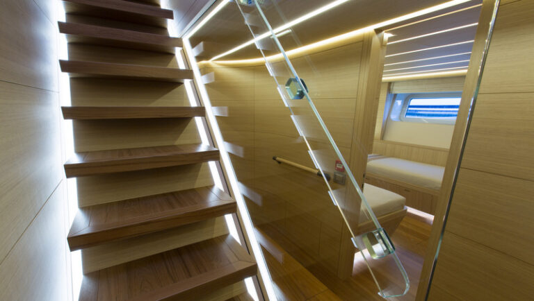 Luxury yacht Ohana - Staircase Credit Fitzroy Yachts