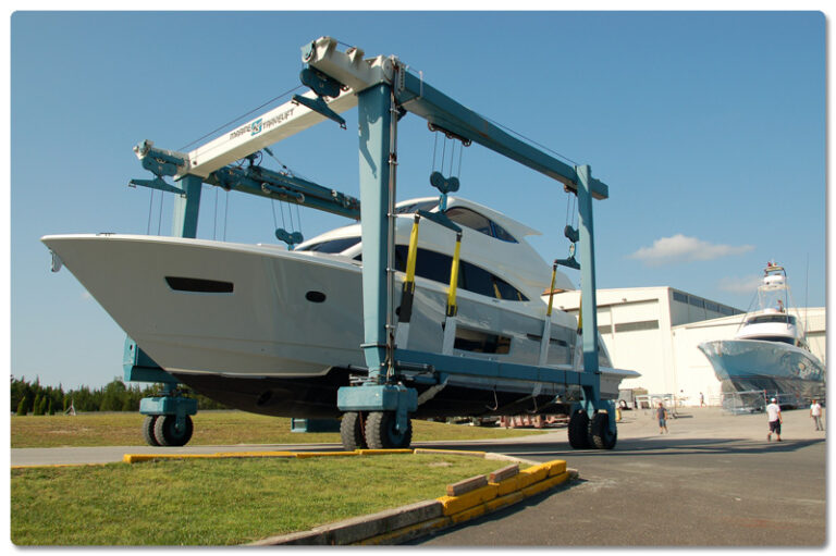 Luxury yacht Viking 75 left her building at Viking Yachts