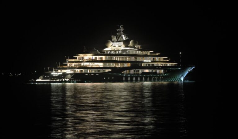136m Mega Yacht at night