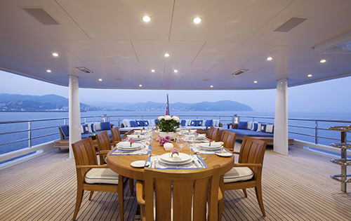 MY ASTRA - Upper aft deck dining