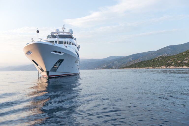 Superyacht At Anchor - Bow View