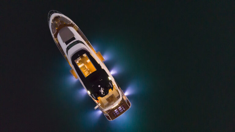 Aerial At Night With Lights