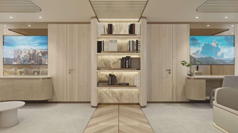 Main Salon With Bookshelf
