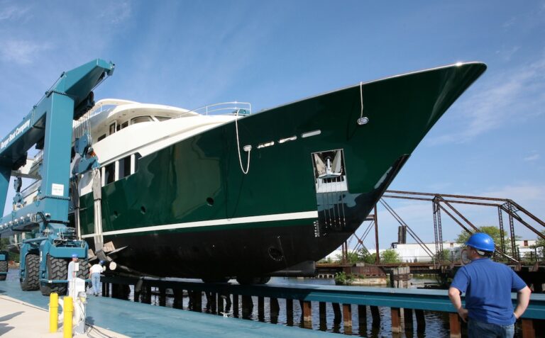Mega Yacht Sea Owls distinctive green hull