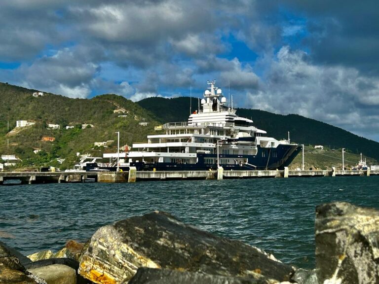 Mega Yacht MULTIVERSE At Road Harbour, Tortola, British Virgin Islands
