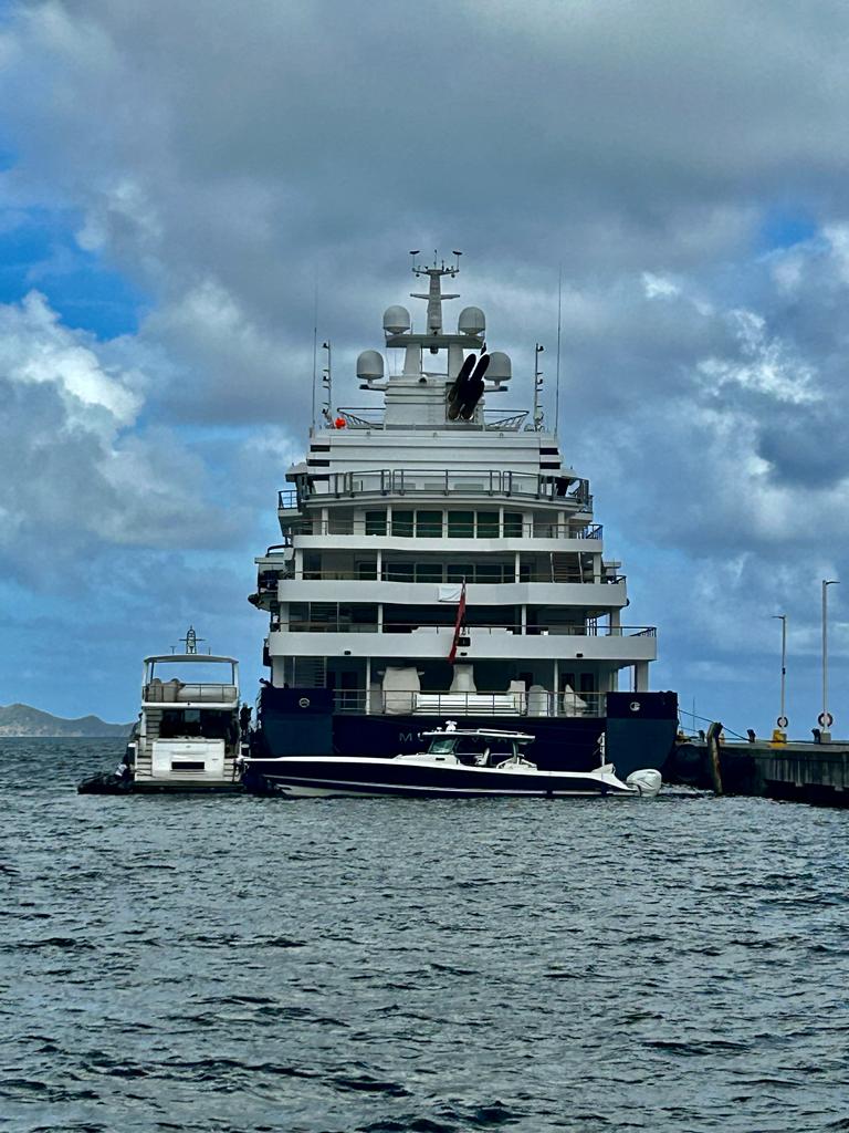 Mega Yacht MULTIVERSE At Road Harbour, Tortola, British Virgin Islands