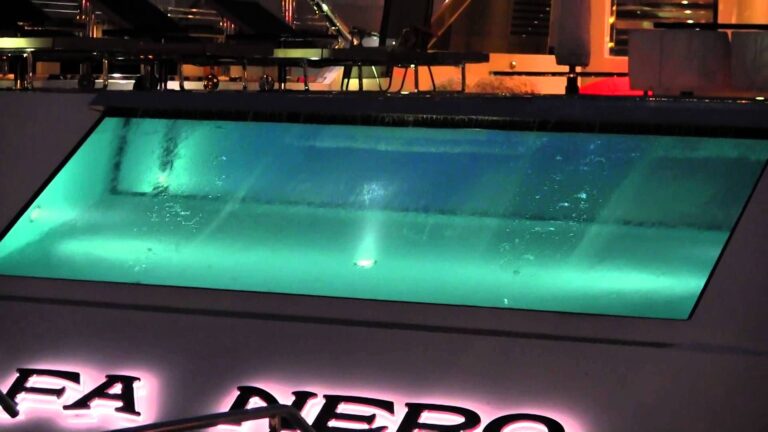 Megayacht ALFA NERO At Night In Port Of Monaco