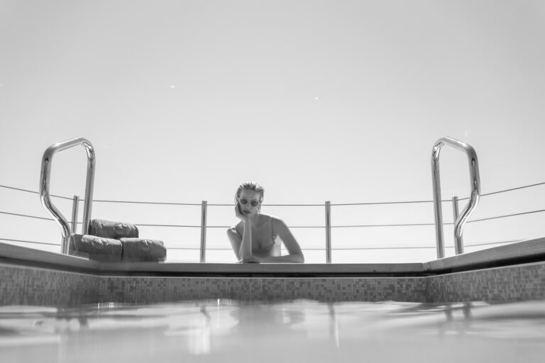 Model Next To The Jacuzzi