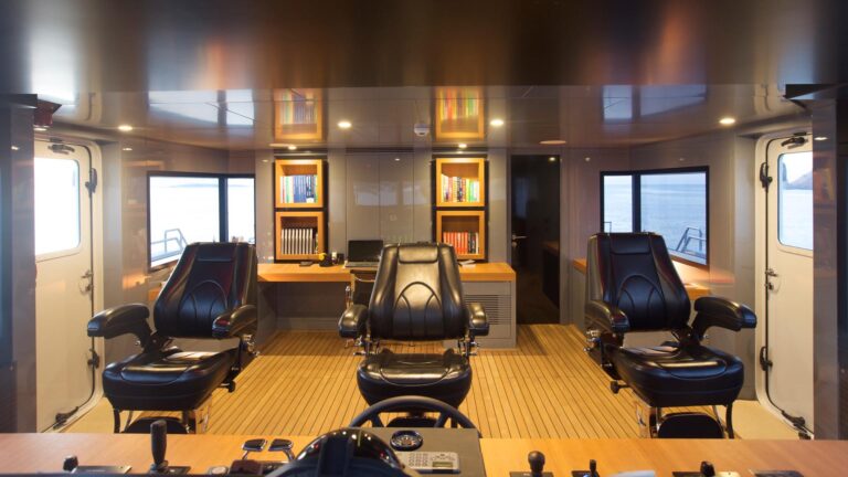Motor Yacht Preference - helm station. Photo credit Tansu Yachts