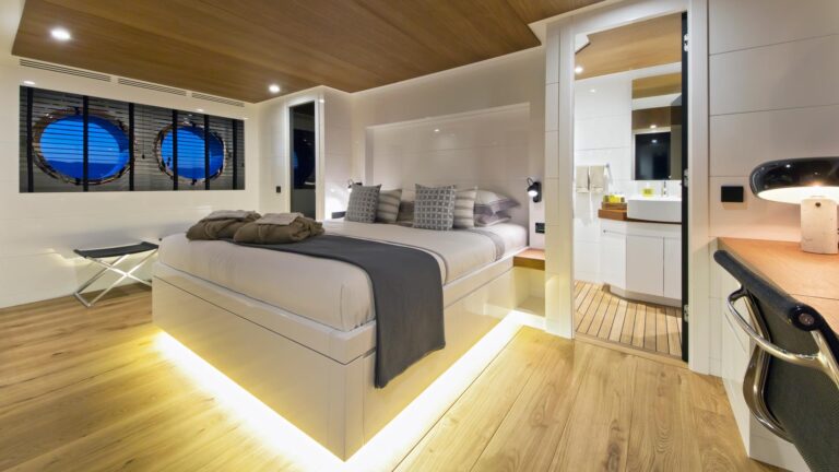 Motor Yacht Preference- master cabin. Photo credit Tansu Yachts