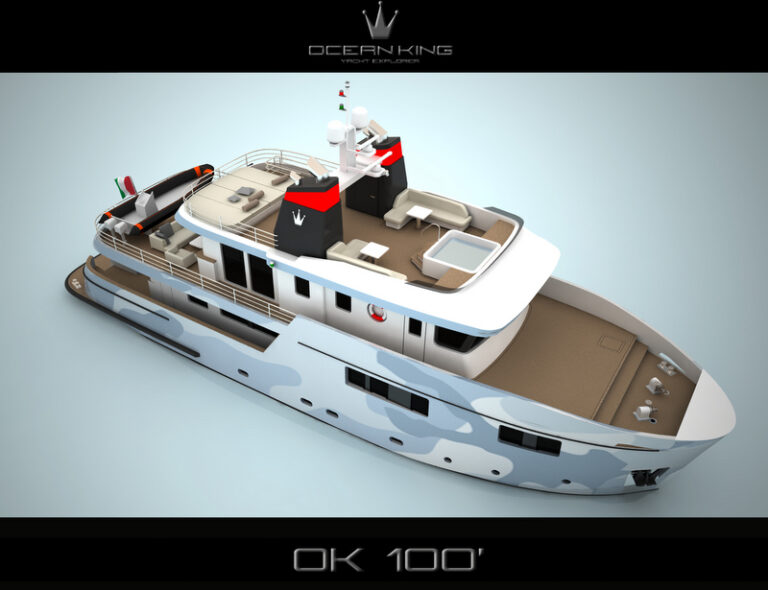 Ocean King 100 superyacht from above