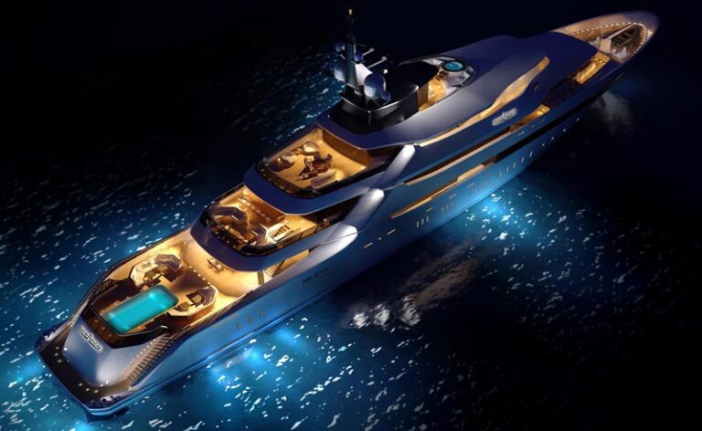 Oceanco Super Yacht Y708 at night