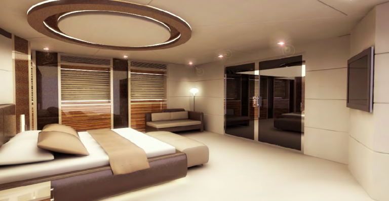 Onwer Cabin on the superyacht BaiaMare - Image courtesy of Ned Ship Group