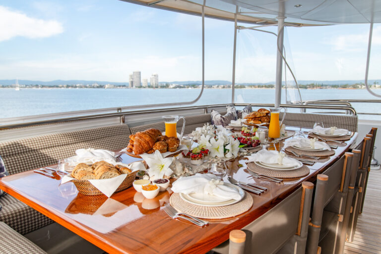 Breakfast set up on deck