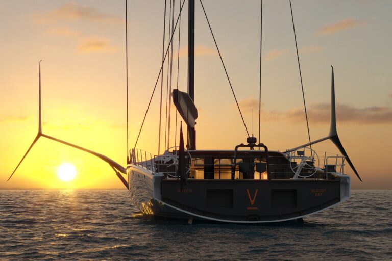 Raven Sailing Yacht At Sunset