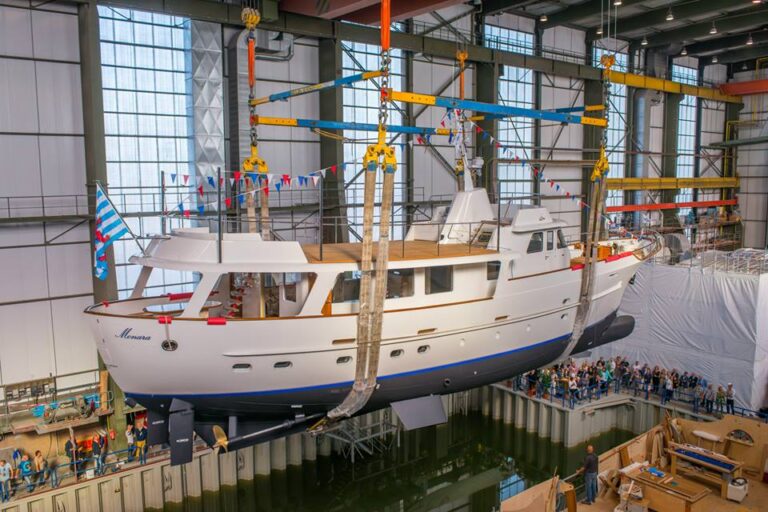 Relaunching of 1969 FEADSHIP motor yacht MONARA (ex Olympia) - Photo credit to Feadship