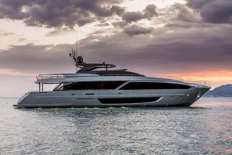 Riva 110' Dolcevita At Anchor Profile At Sunset