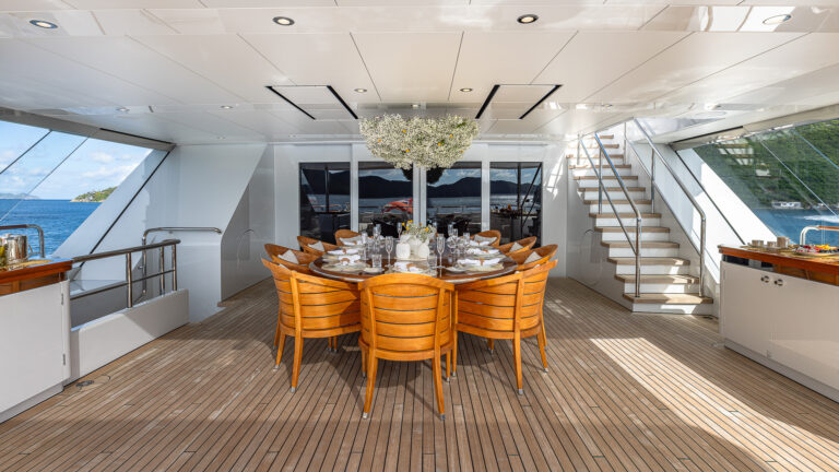 Rock It Al Fresco Dining On The Bridge Deck Aft Credit Yachting Image