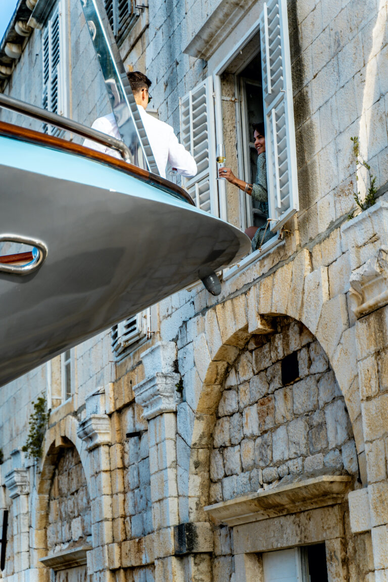 Romantic Couple In Croatia Yacht And Window