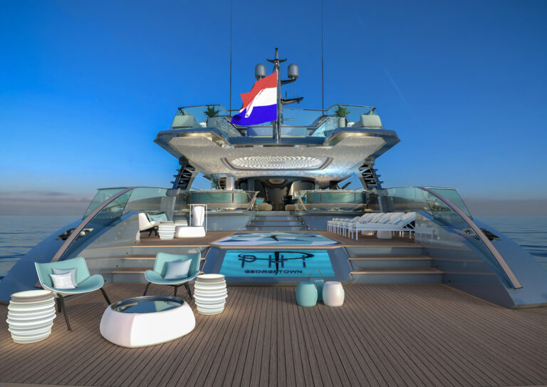 Royal Huisman 403 PHI Rendering By Cor D Rover - Aft Deck