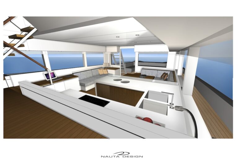 Rupert 80 yacht Galley up saloon fwd left