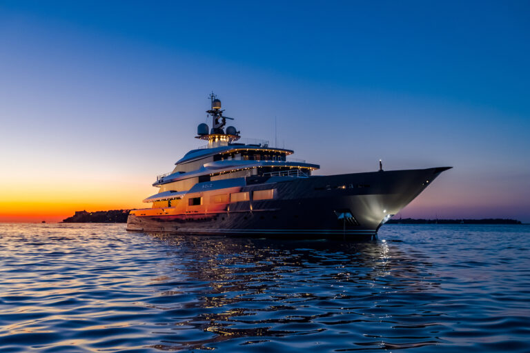 SOLO Superyacht By Night After Sunset