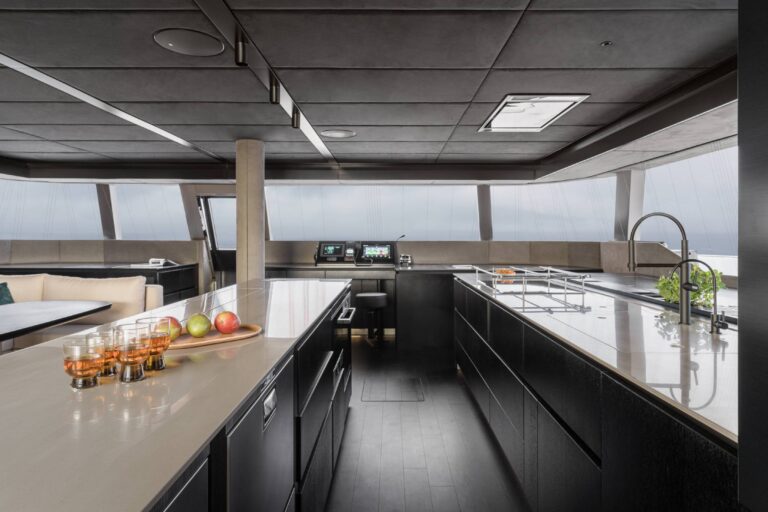 Open galley in the main salon