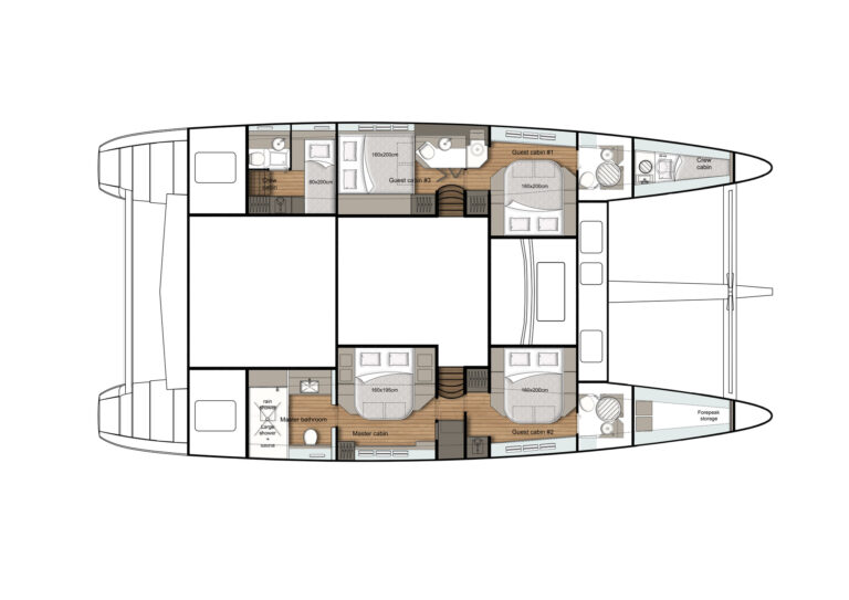 Sailing catamaran ADEA - Lower deck