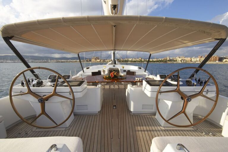 Sailing yacht Nephele -  Helm on deck