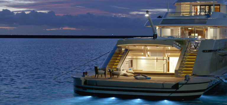 Smeralda Yacht at night - Aft View