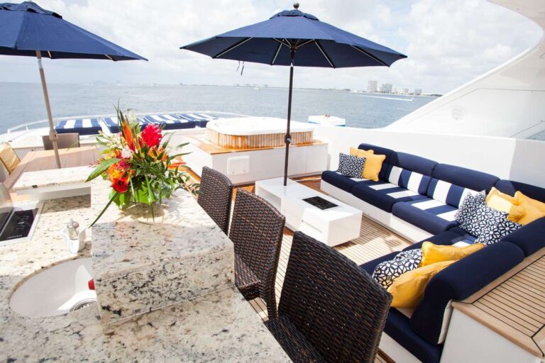 Sun Deck Jacuzzi And Seating Area With A Bar
