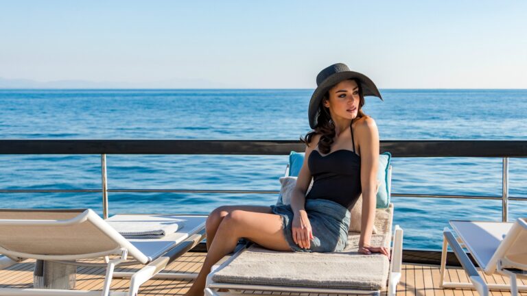 Sun Lounger Lifestyle With Model