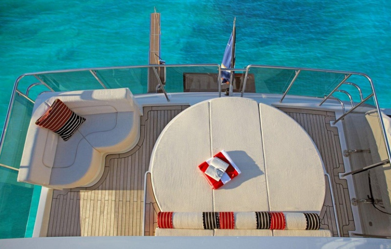 Sunbathing area on biard of the superyacht Red Pearl by MCP Yachts