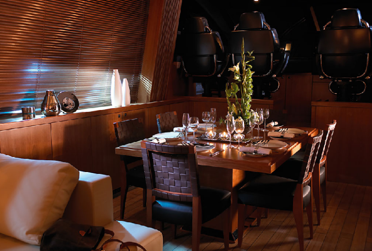 Sunseeker Predator 108 Dining Area in the Main Salon