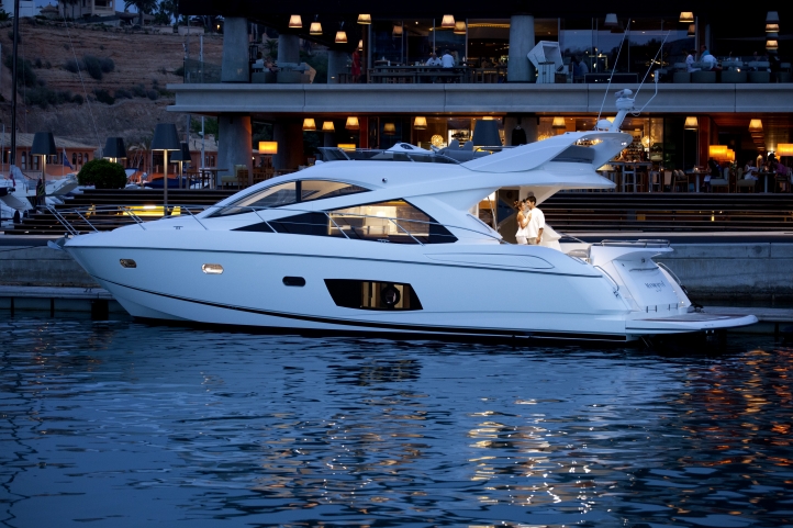 Sunseeker Yacht FAB 2 -  In Port at Night