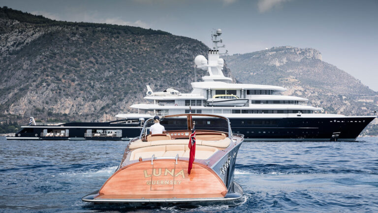 Superyacht Luna by Lloyd Werft Side View with Tender