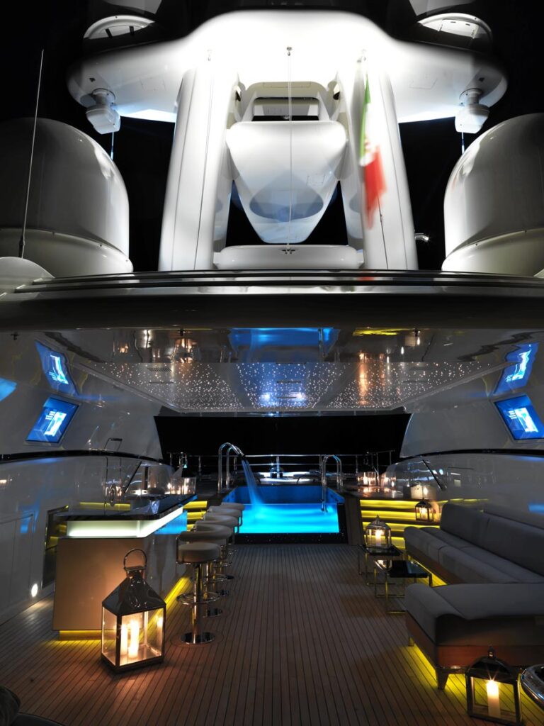 Superyacht Numptia by night