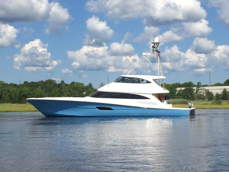Superyacht Viking 92 Enclosed Bridge on her maiden voyage - Photo credit to Viking Yachts