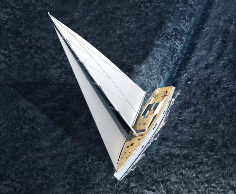 Swan 105 superyacht running view from above Credit Nautors Swan 2012