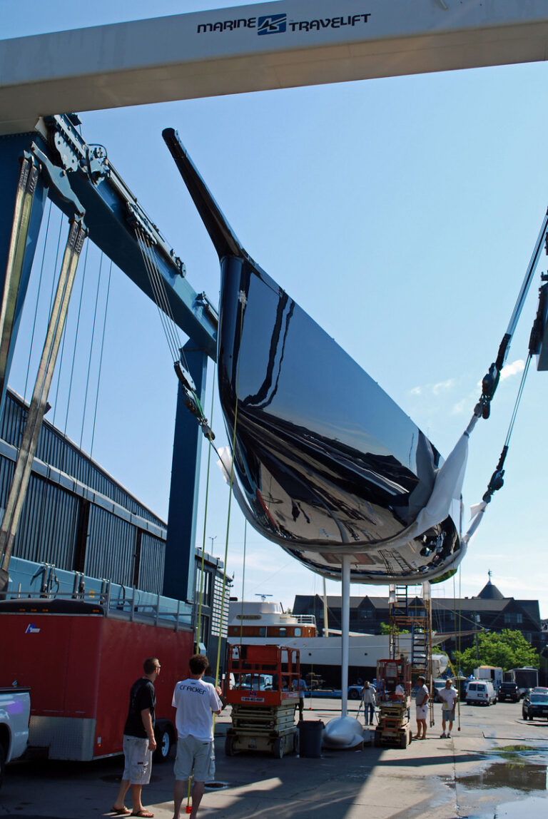 Wally Sailing yacht Highland Fling at launch - Image courtesy of RI Yachting 2
