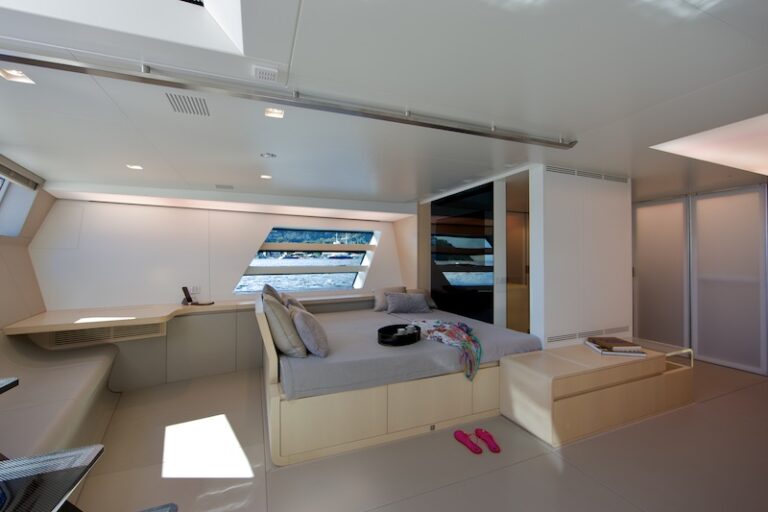 Wally yacht Better Place - Owner suite port side with lounge and TV  area - Photo Toni Meneguzzo