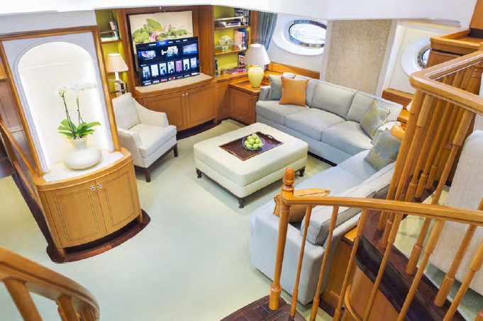 Wisp Yacht - Lower Saloon - Photo by Cory Silken