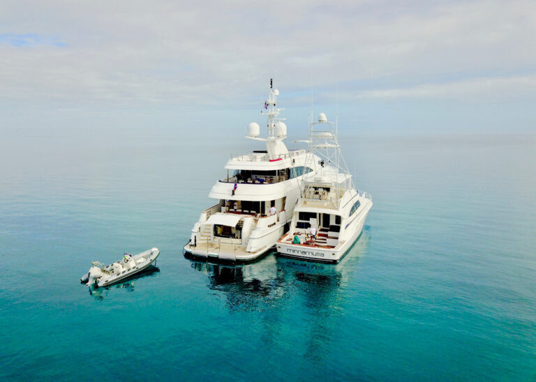 With Tender And Fishing Boat