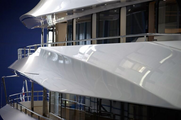 Yacht Joy side fairing detail before launch at Feadship (2)