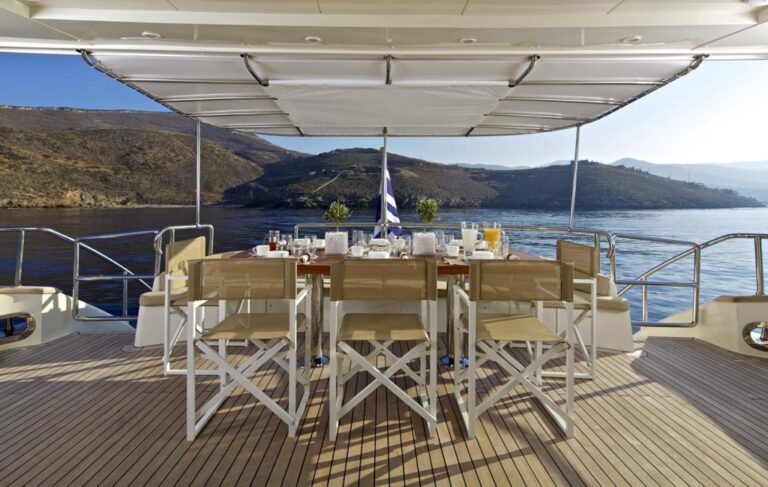 Yacht SANJANA -  Aft Deck Dining
