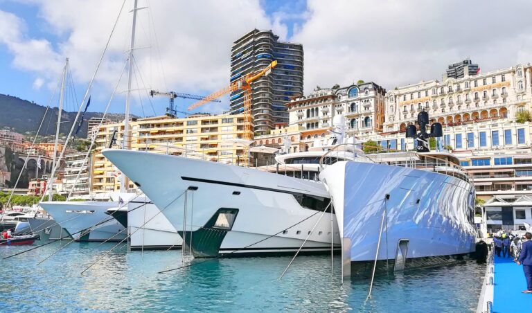 Yachts On Display At MYS - SYZYGY On The Right