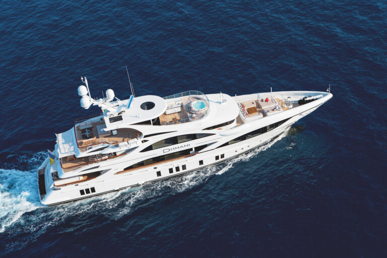 Aerial Running Of 45m Benetti Yacht DOMANI